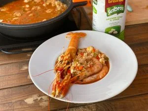 Arroz Caldoso de mariscos frescos de Huelva